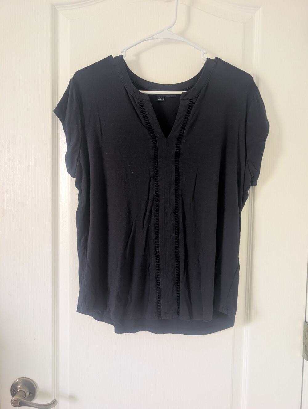 Tommy Hilfiger Womens Navy Blue V-Neck Size Large, cottage, whimsical